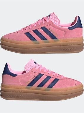 Adidas Gazelle Platform Shoes - Pink / Navy